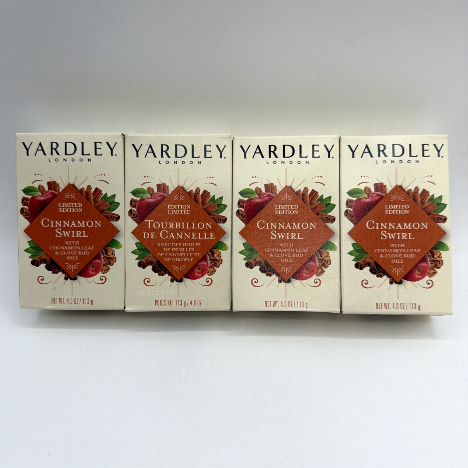 Yardley London Cinnamon Swirl Limited Edition Soap Bar Clove Bud Oils 4oz 4 Pack