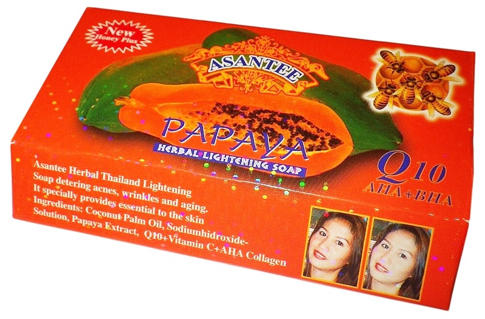 Asantee Soap Papaya Honey Skin Herbal Face Body Q10 AHA BHA 125 g Whitening