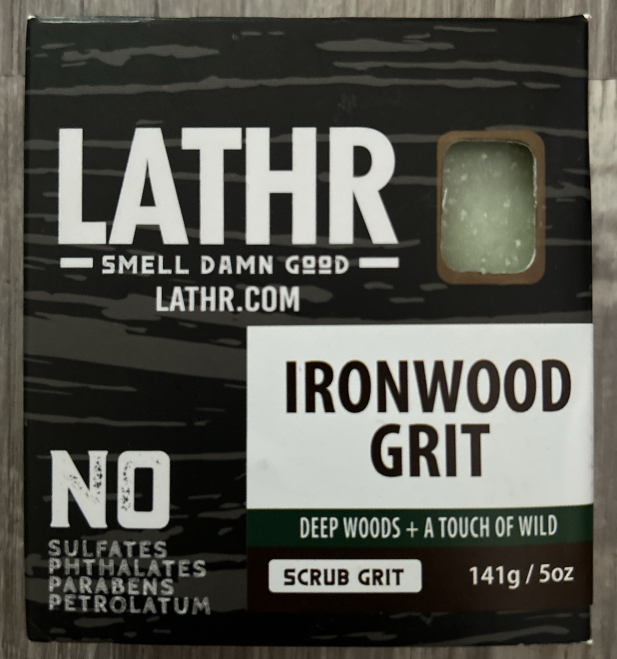 Lathr IRONWOOD GRIT Bar Soap 5oz Scrub Grit Deep Woods + A Touch Of Wild