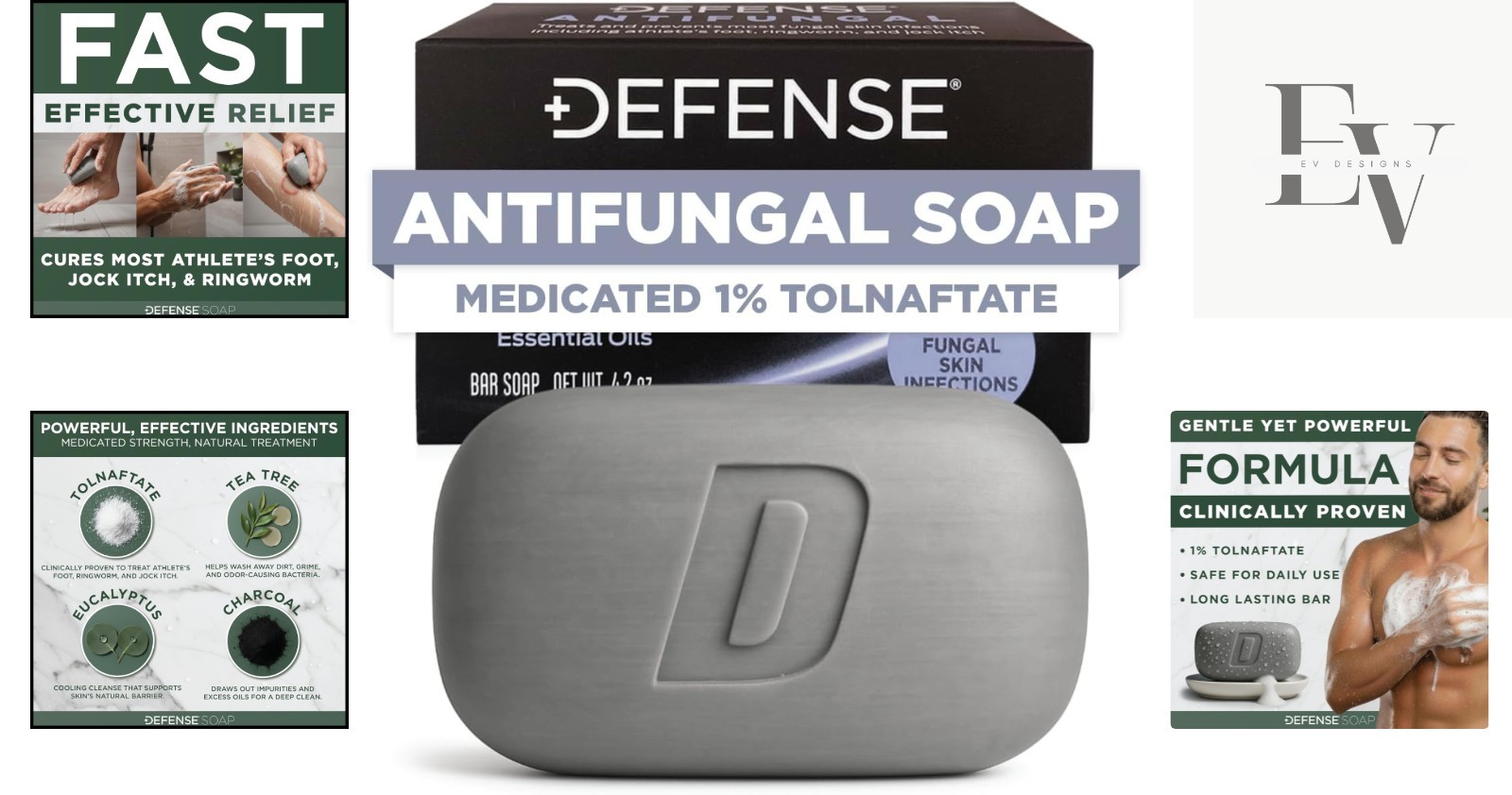 Defense Antifungal Bar Soap – Tea Tree & Eucalyptus | 4.2oz Relief for Jock Itch