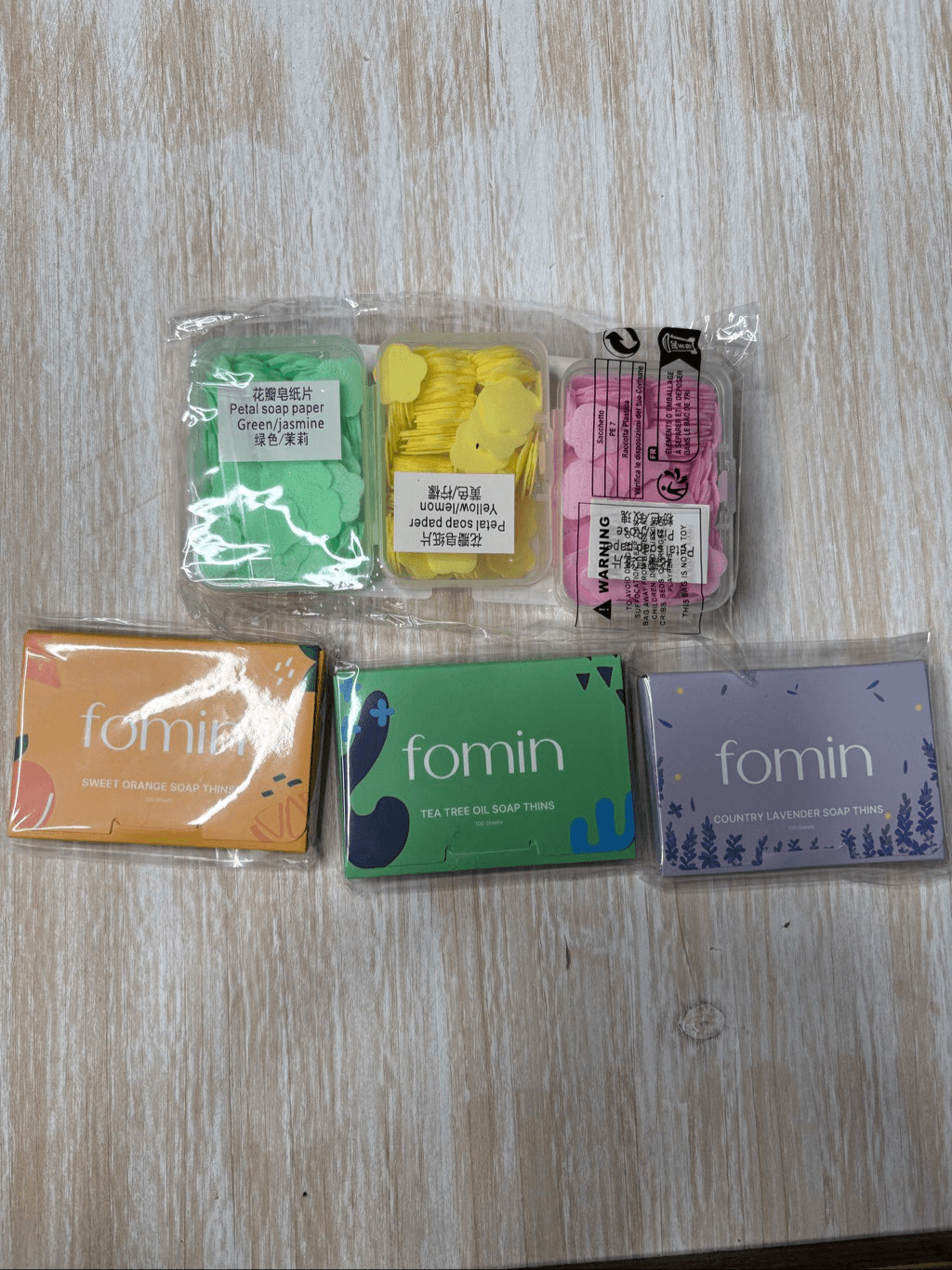 Travel Paper Soap Sheets Lot of 6 Fomin & Flower Petal Soap Papers Portable Hand