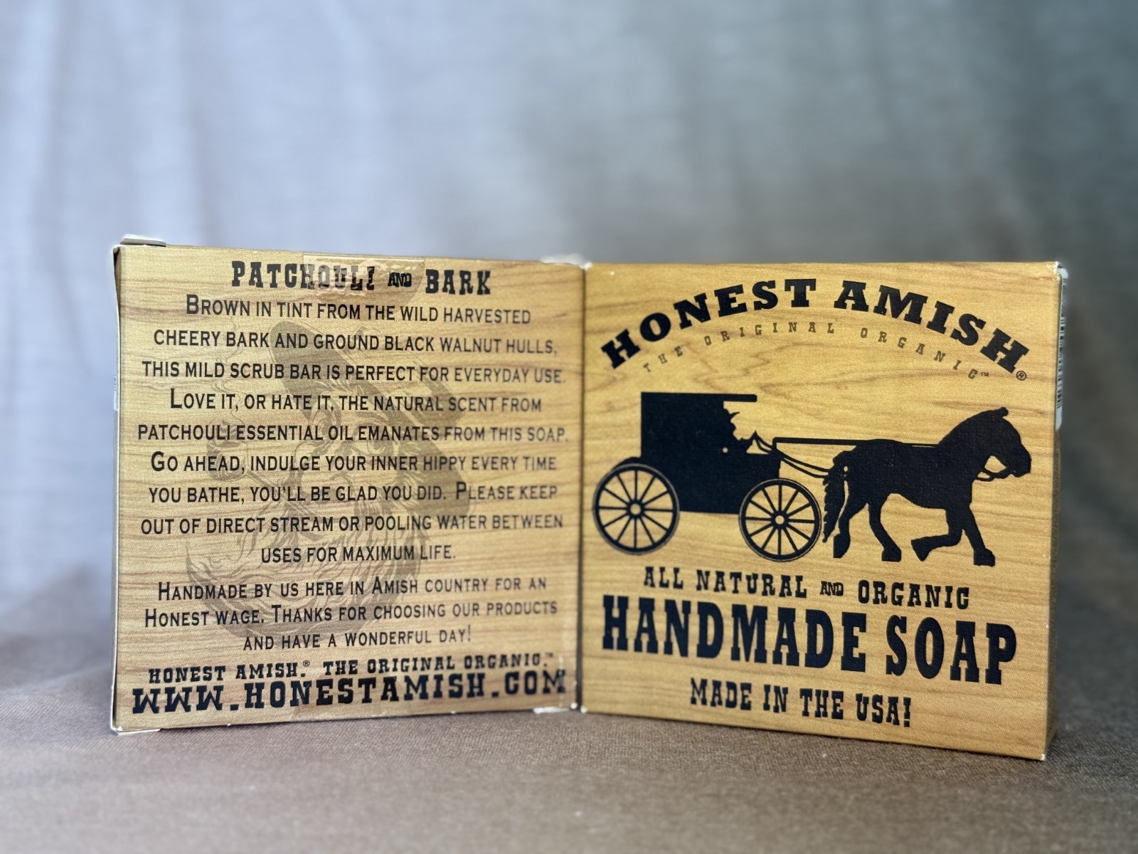 Honest Amish Organic Handmade Soap -Patchouli & Bark 2pack