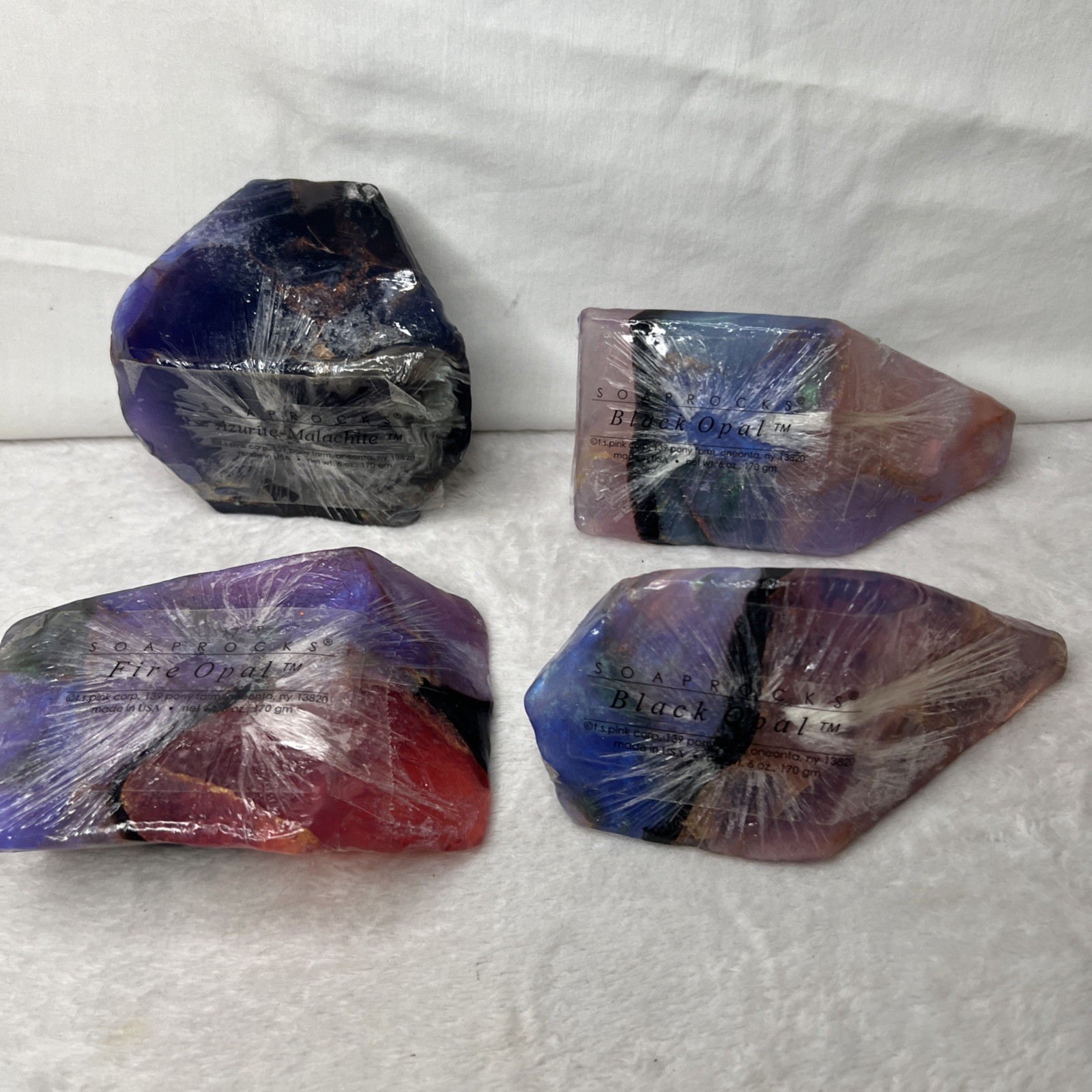 Lot 4 New T S Pink Soaprocks Black Fire Opal Azurite Malachite