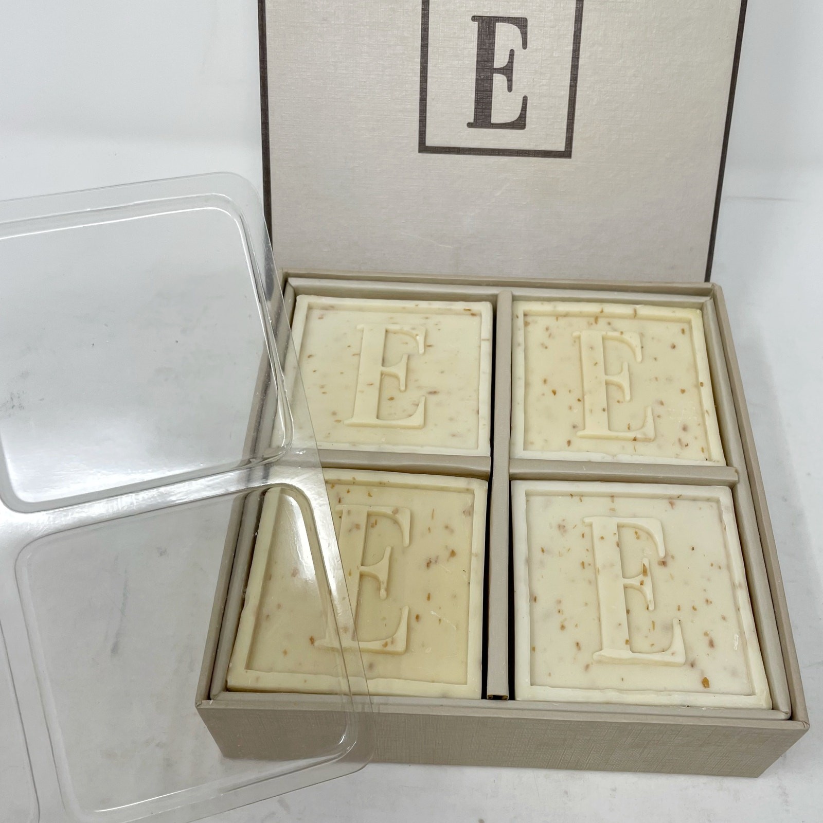 NEW Mud Pie Four Bars Triple Milled Soap Spring Rain “E” 3.5 oz Each Monogram