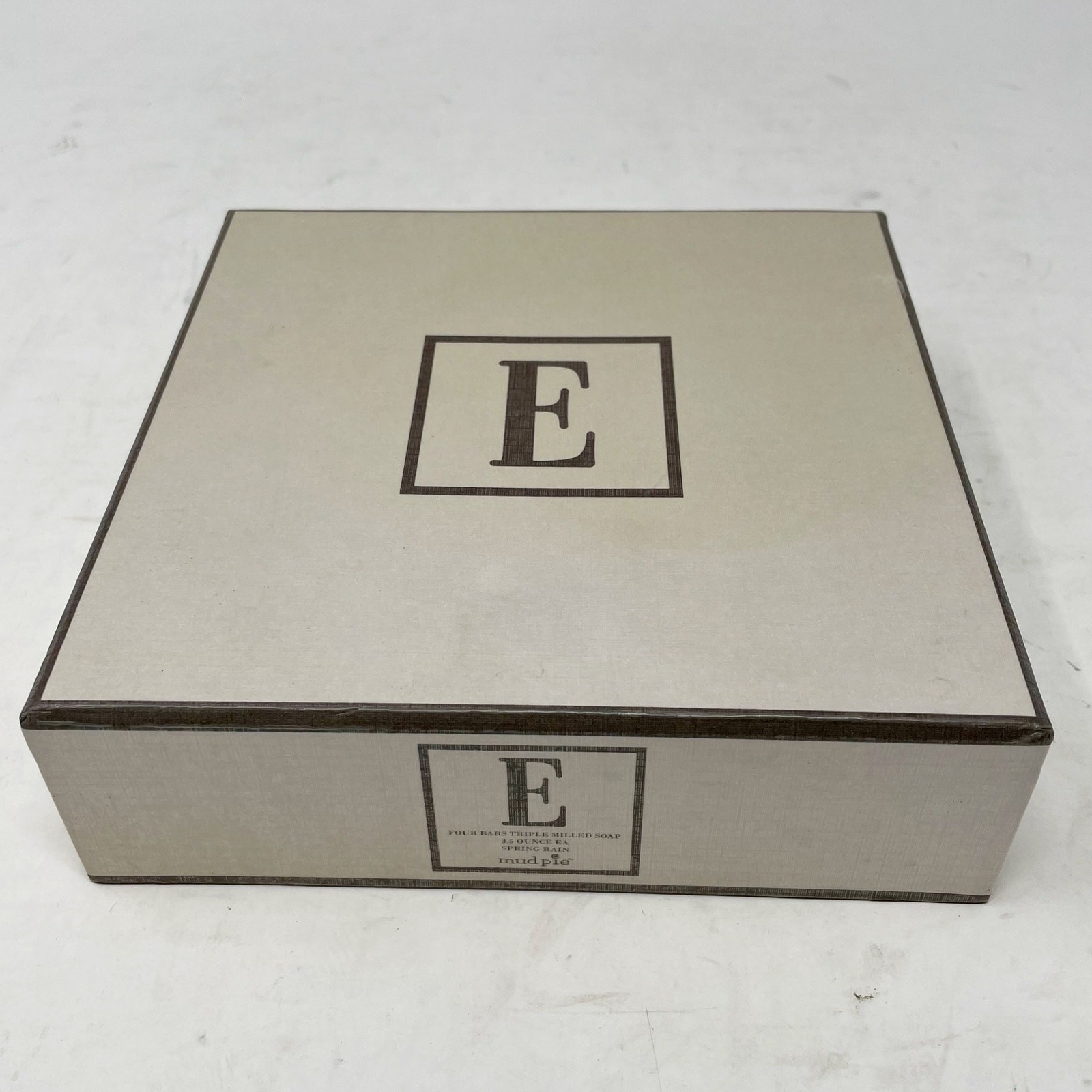 NEW Mud Pie Four Bars Triple Milled Soap Spring Rain “E” 3.5 oz Each Monogram