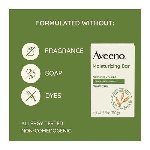 Aveeno Moisturizing Bar Soap Dry Skin Fragrance Free Gentle Clean Formula 3.5oz