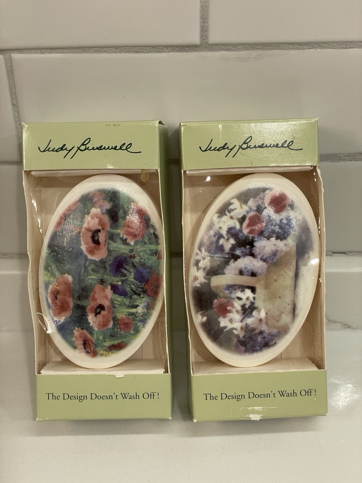 Judy Buswell Decorative Bar Soap Lot x 2 Floral Rose Scented Cottage 3 oz Art