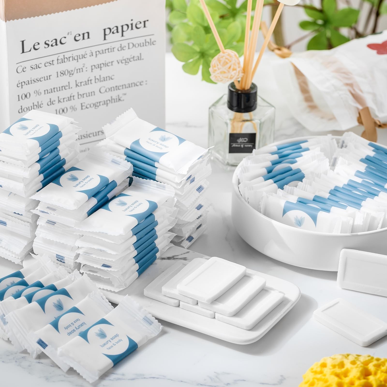 200 Pcs Mini Bar Soap Bulk – 0.35oz Individually Wrapped Travel Size Hotel Toile