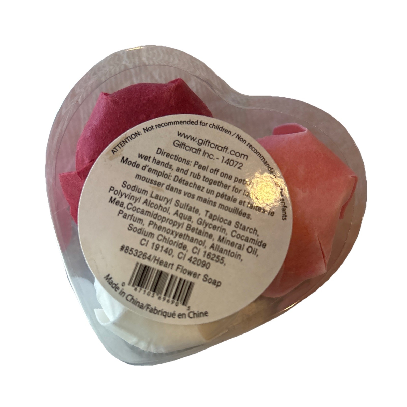 GiftCraft Rose Petal Soap. Red, Pink And White In A 3”Heart Shaped Box-3 boxes
