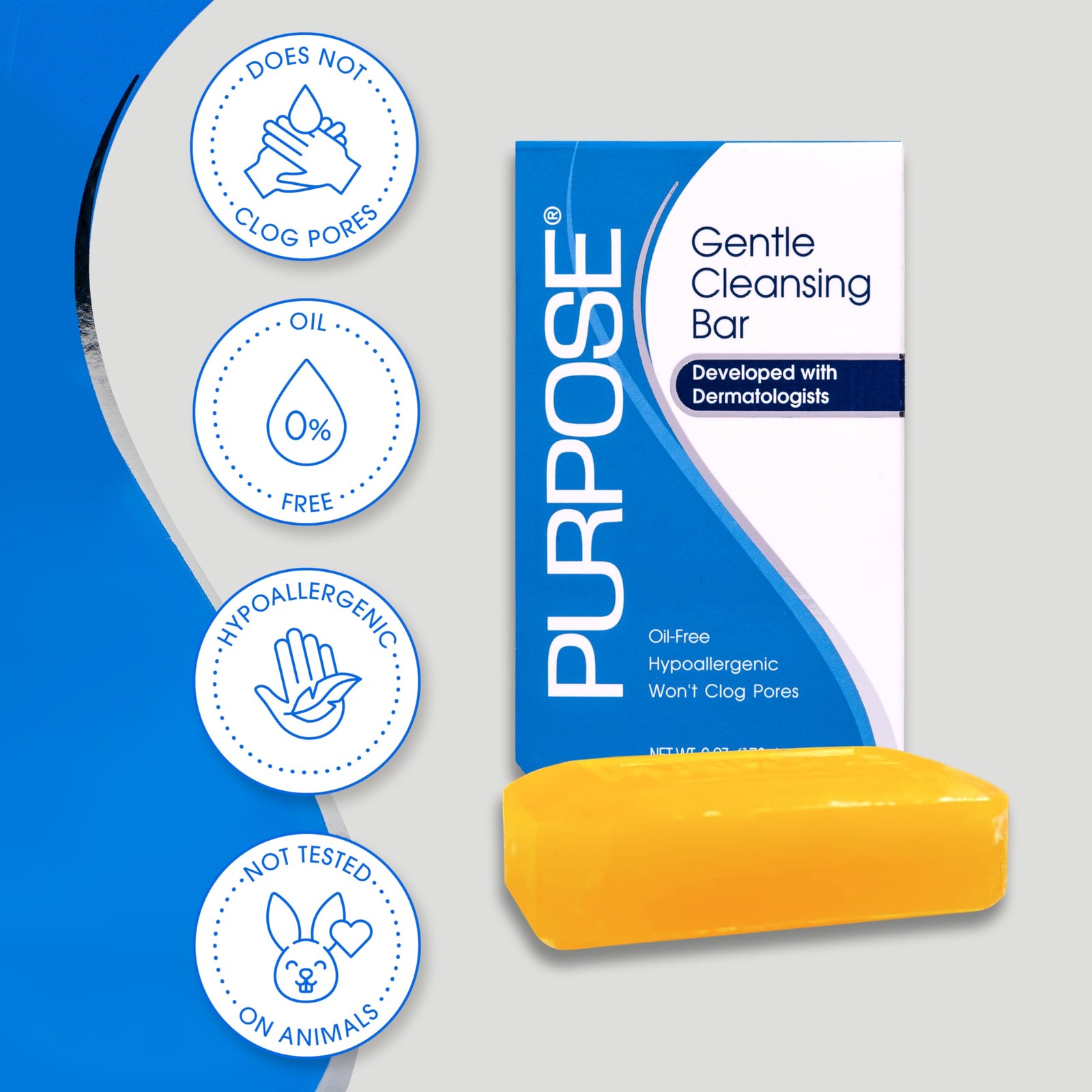 PURPOSE Gentle Cleansing Bar, Developed with 6 Ounce (Pack of 3)