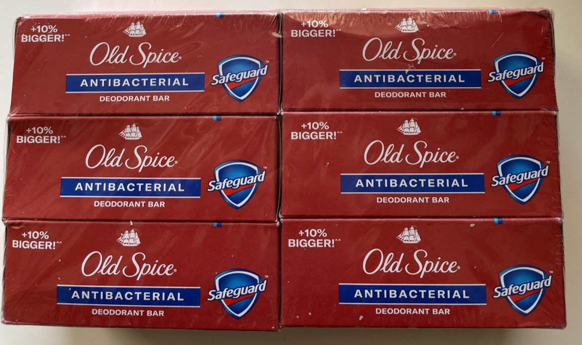 6 Safeguard Old Spice Antibacterial Deodorant Bar 5.04 oz. each (1-sealed 6pk)
