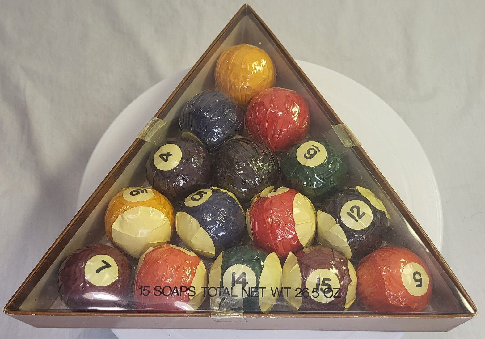 NOS Neiman Marcus Billiard Pool Balls Wrapped Soap Cakes Guest Bars Novelty Vtg