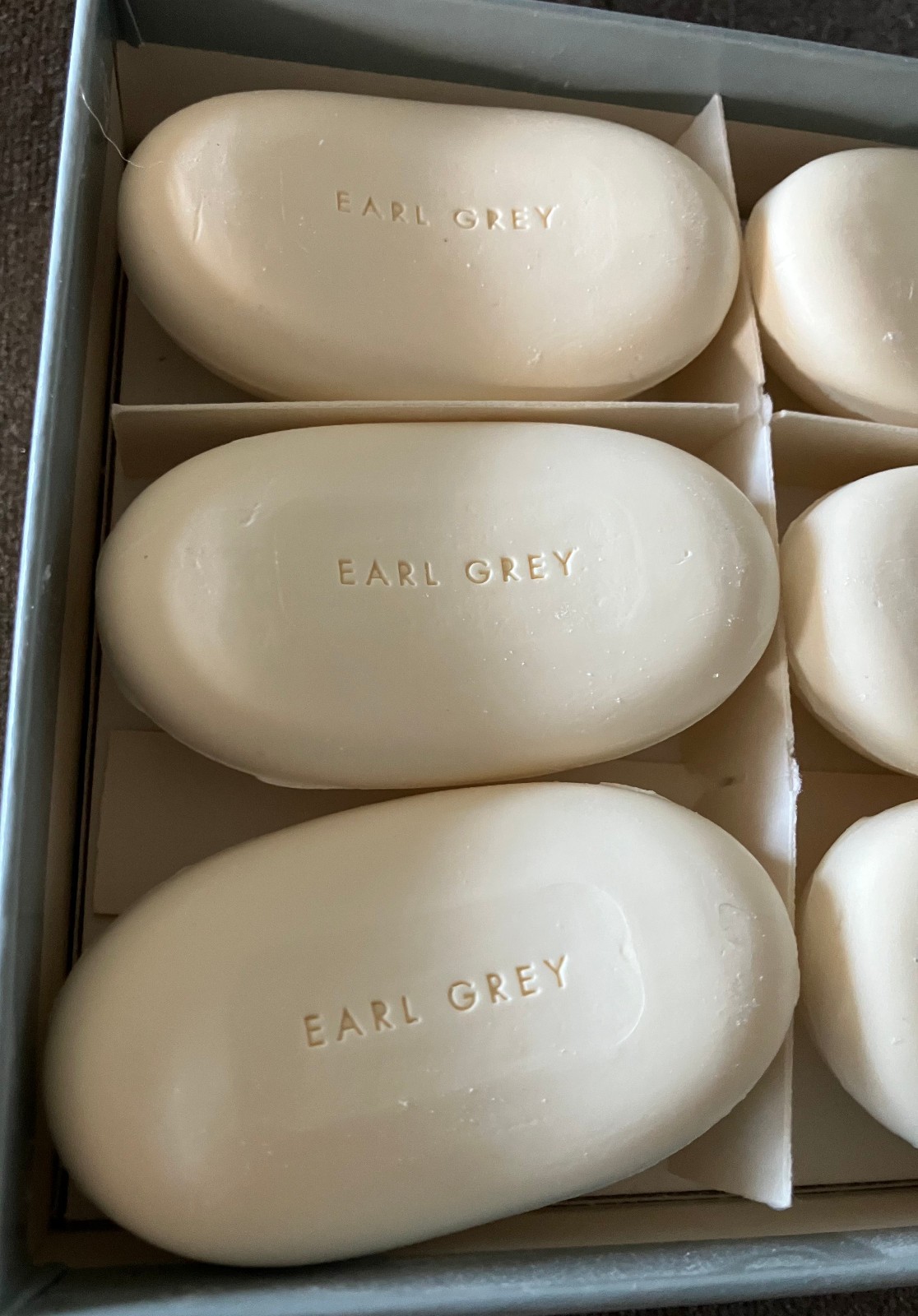 Neiman Marcus Guest Soap Box Set of 6 Earl Grey Oval Bars VINTAGE NOS Soaps NICE