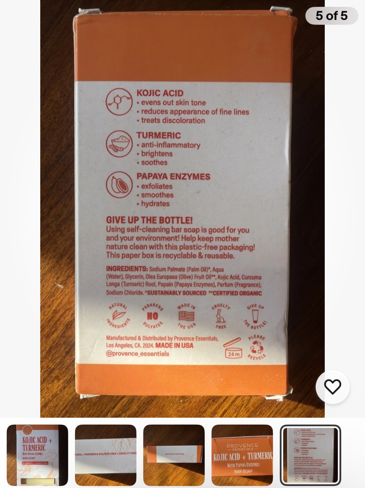 Provence Essentials Kojic +Turmeric With Papaya Enzymes Bars Soap…