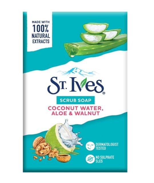 St. Ives’ Scrub Bar Soap with Coconut Water, Aloe, and 0.88 Ounce (Pack of 4)