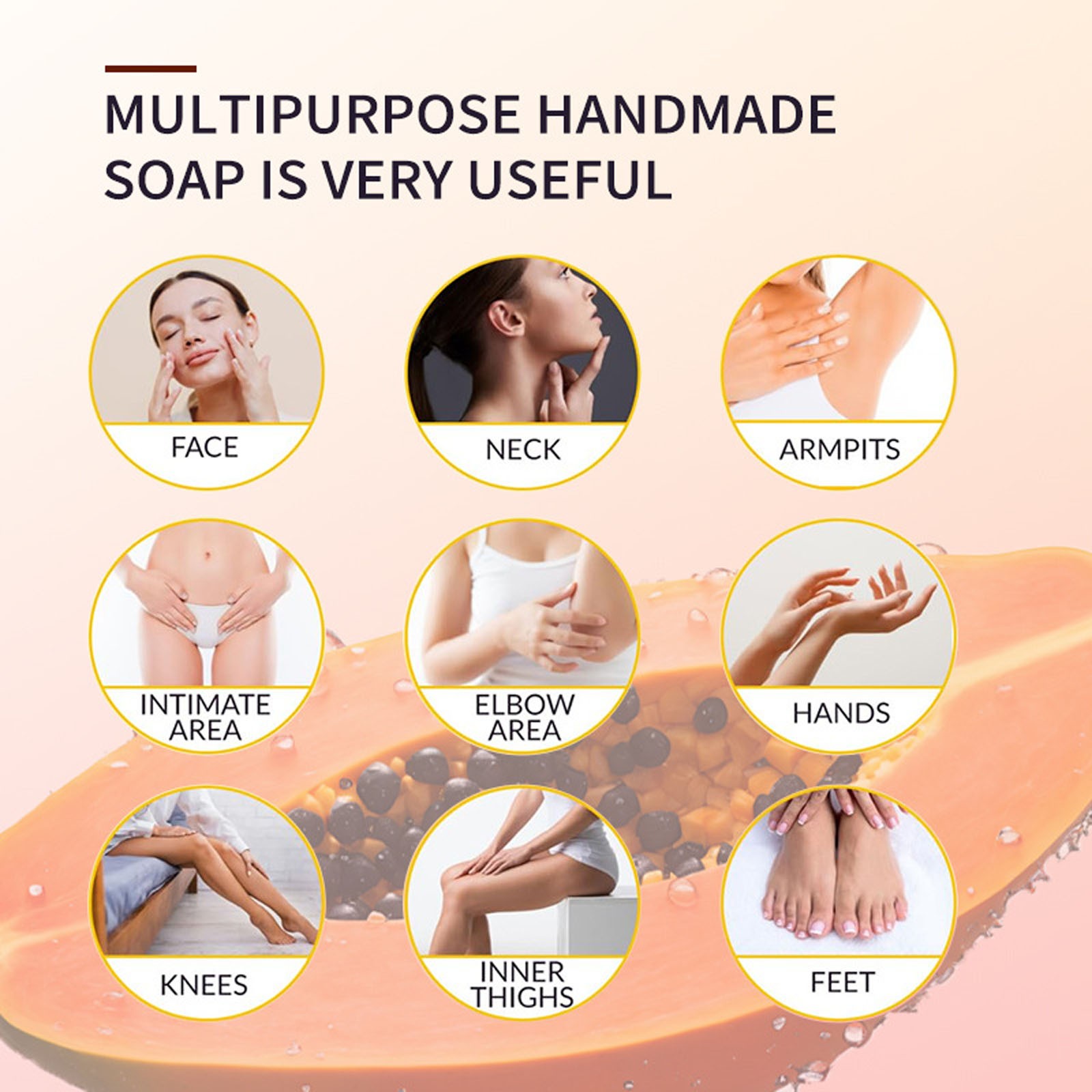 1Pcs Papaya Soap Oil Control Moisture Skin Handmade Soap for All Skin Types