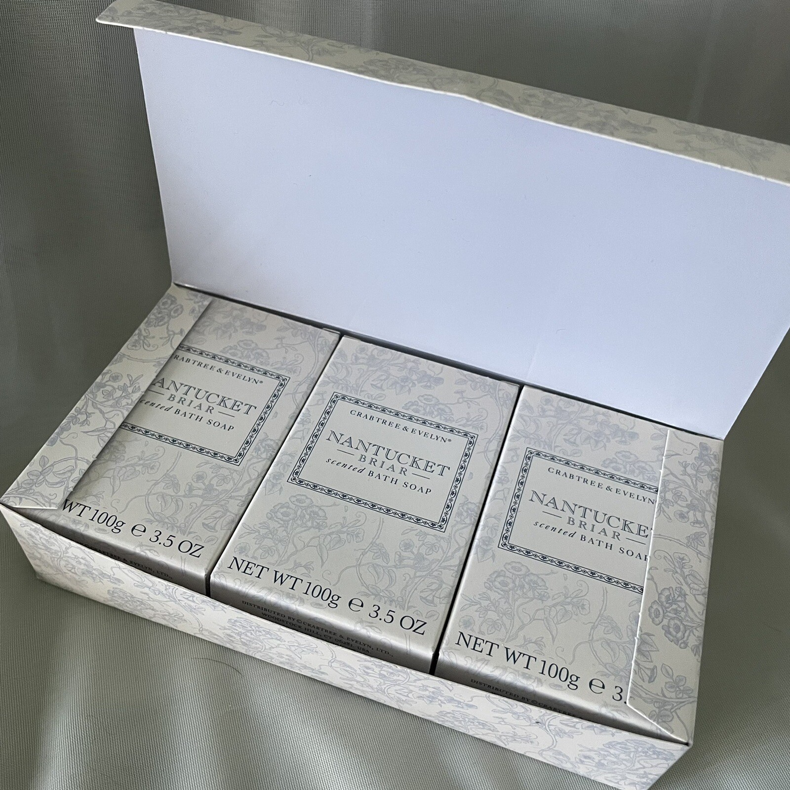 Crabtree & Evelyn Nantucket Briar Scented Bath Soap Set of 3 x 3.5oz Vintage NEW