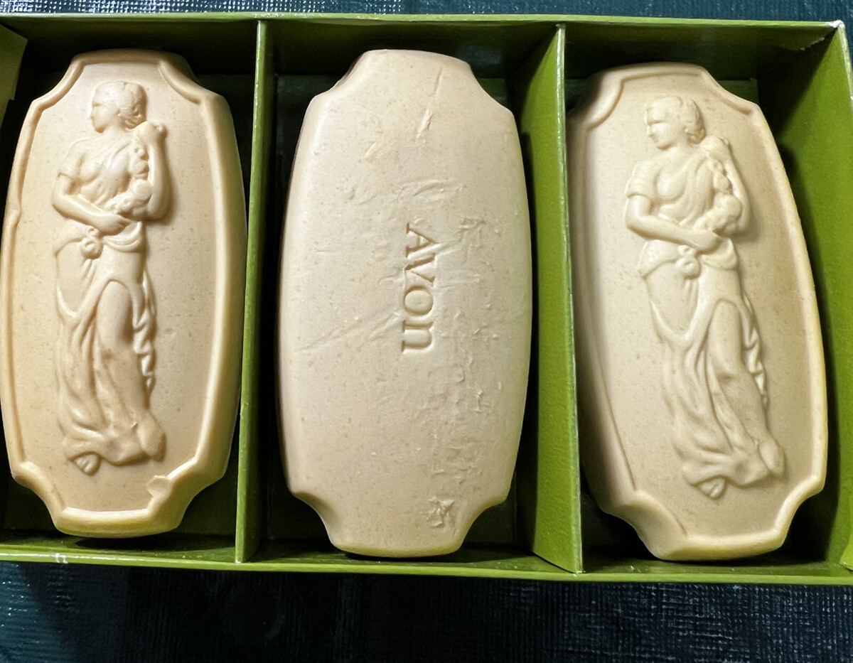 3 Vintage Avon Somewhere Embossed Perfume Bar Soap Scented NOS