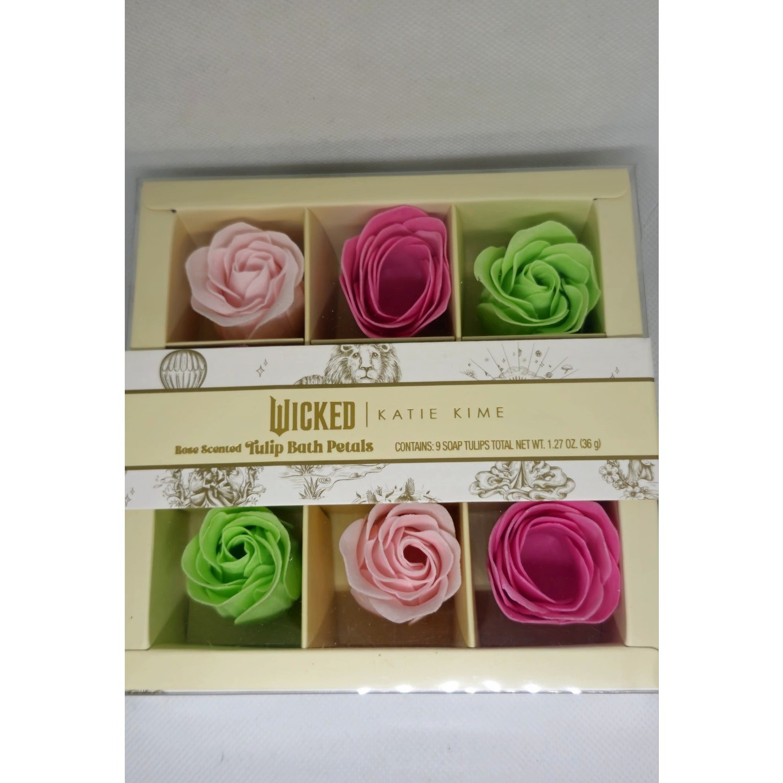Wicked Movie Rose Scented Tulip Bath Petals 9ct New Flower Soap Set