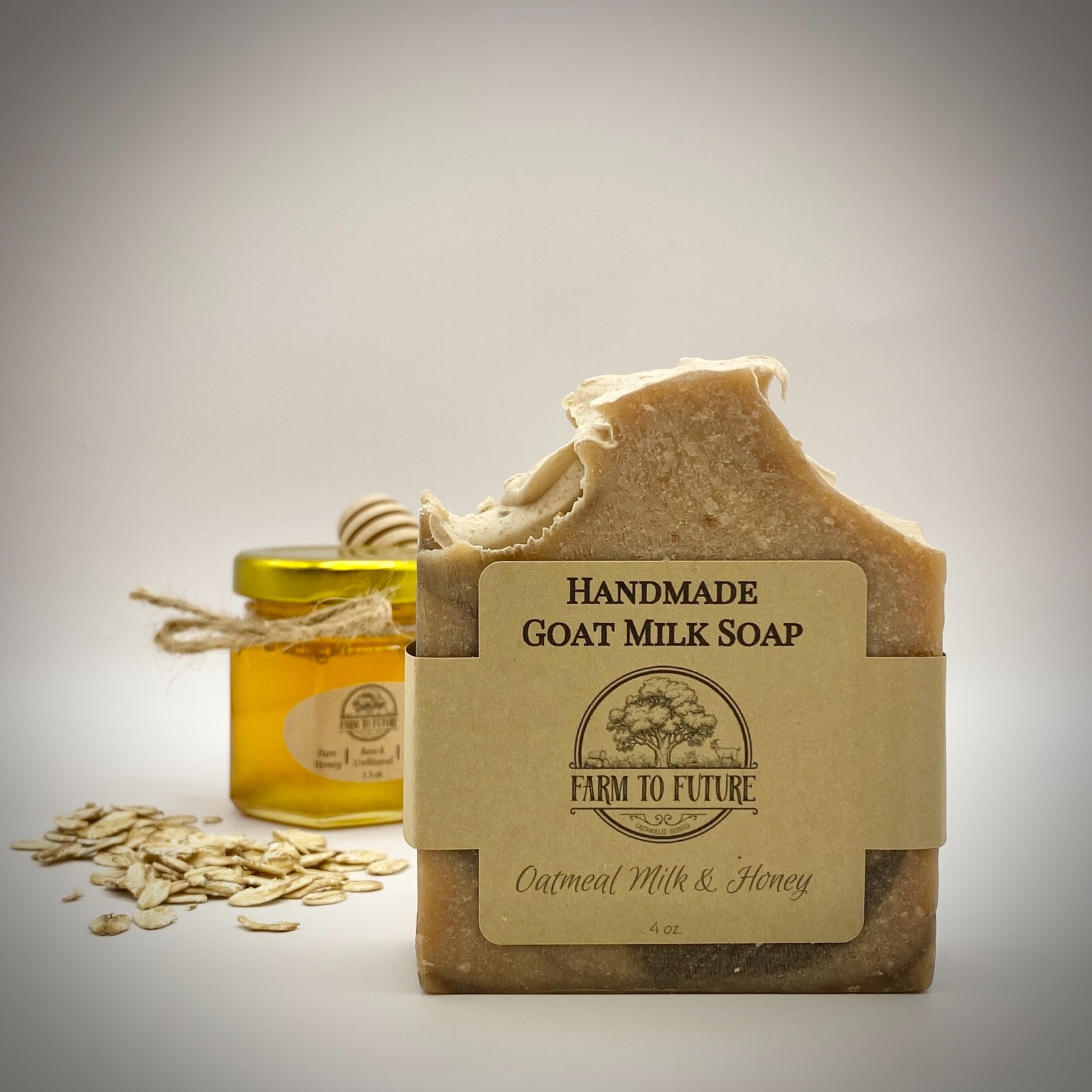4oz Handmade Goat Milk Soap, Oatmeal Milk Honey, Sensitive Skin, Natural Soap