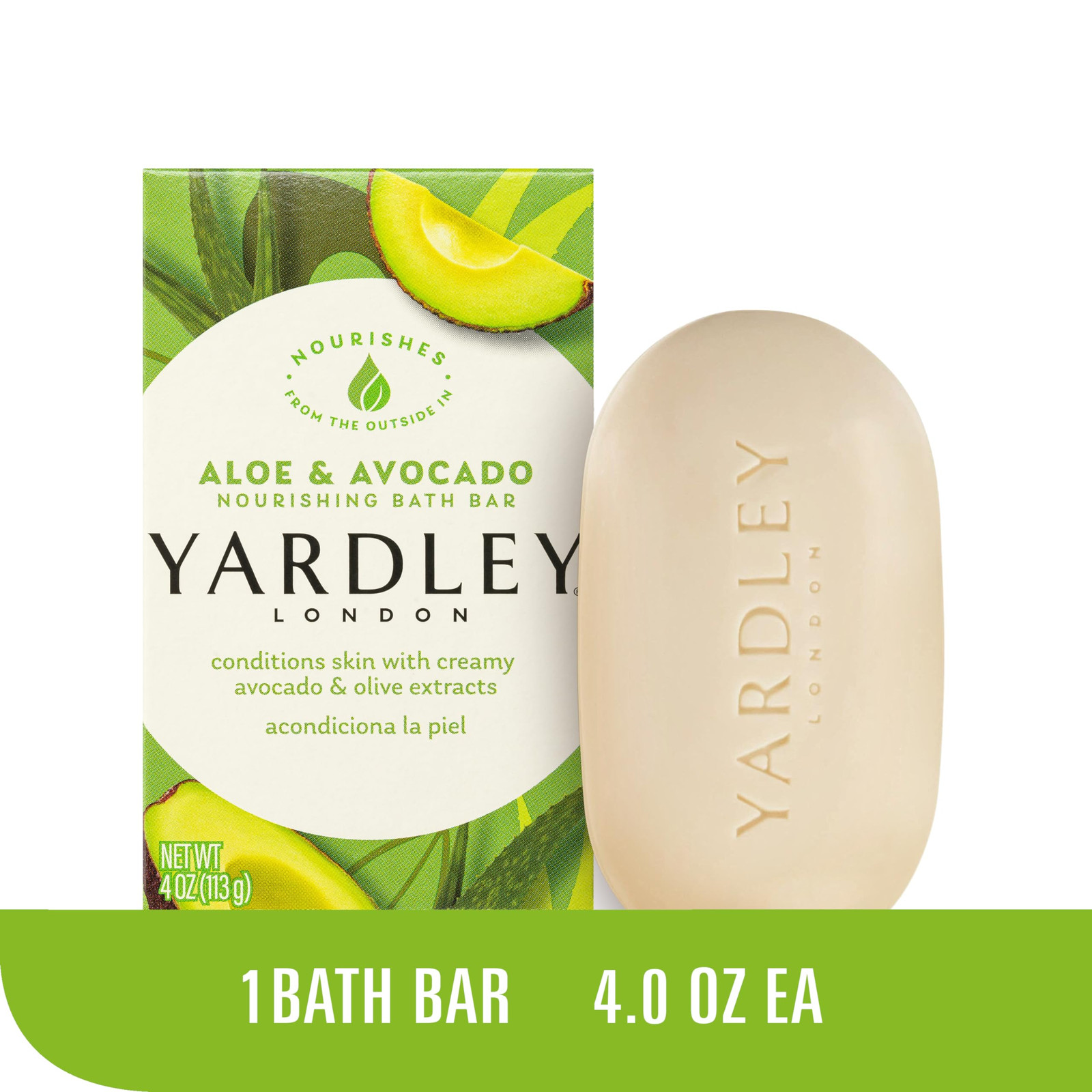 Yardley London Aloe Avocado Soap Bar 4 Ounce Moisturizing Herbal Citrus Scent