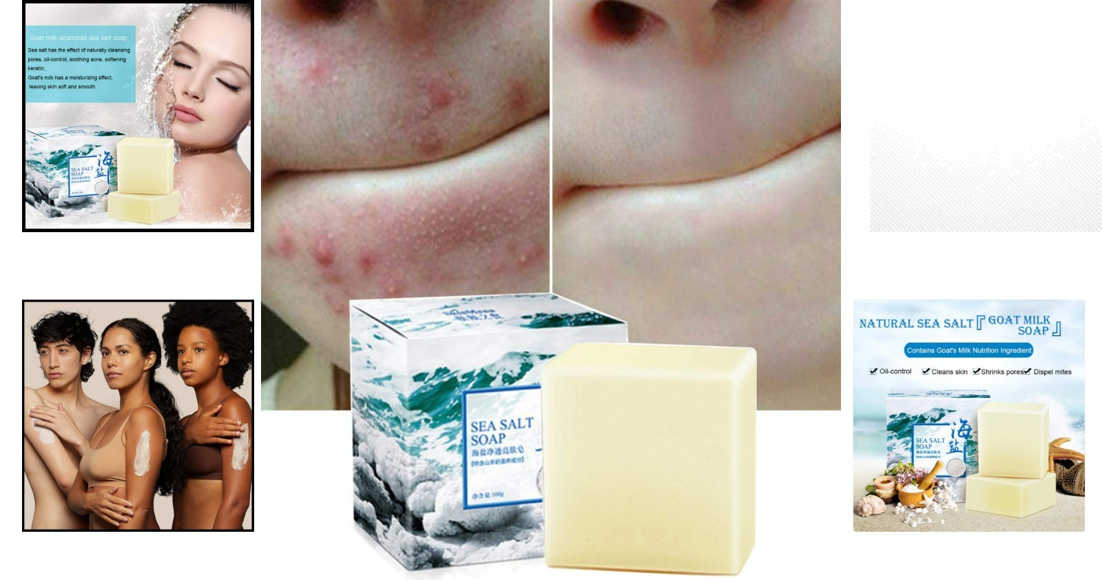 Unscented Organic Sea Salt Soap with Goat’s Milk – Acne Treatment 3.52 Oz