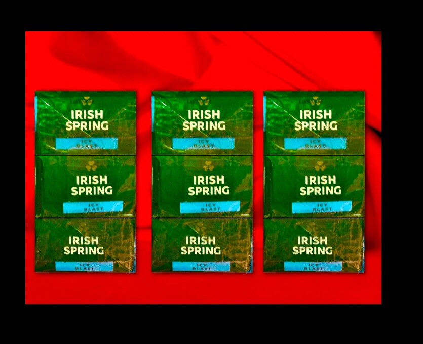 9 Irish Spring Icy Blast Deodorant Bar Soap:(3pk x 3),12hr Fresh, w Flaxseed Oil