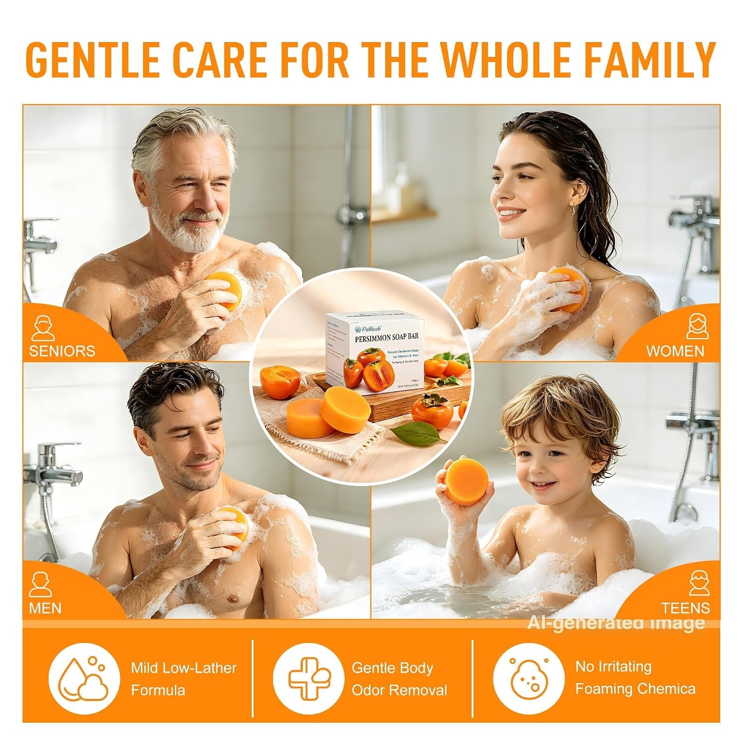 Persimmon Soap for Body Odor and Aging Odor | Deodorizing Soap for Women & Me…
