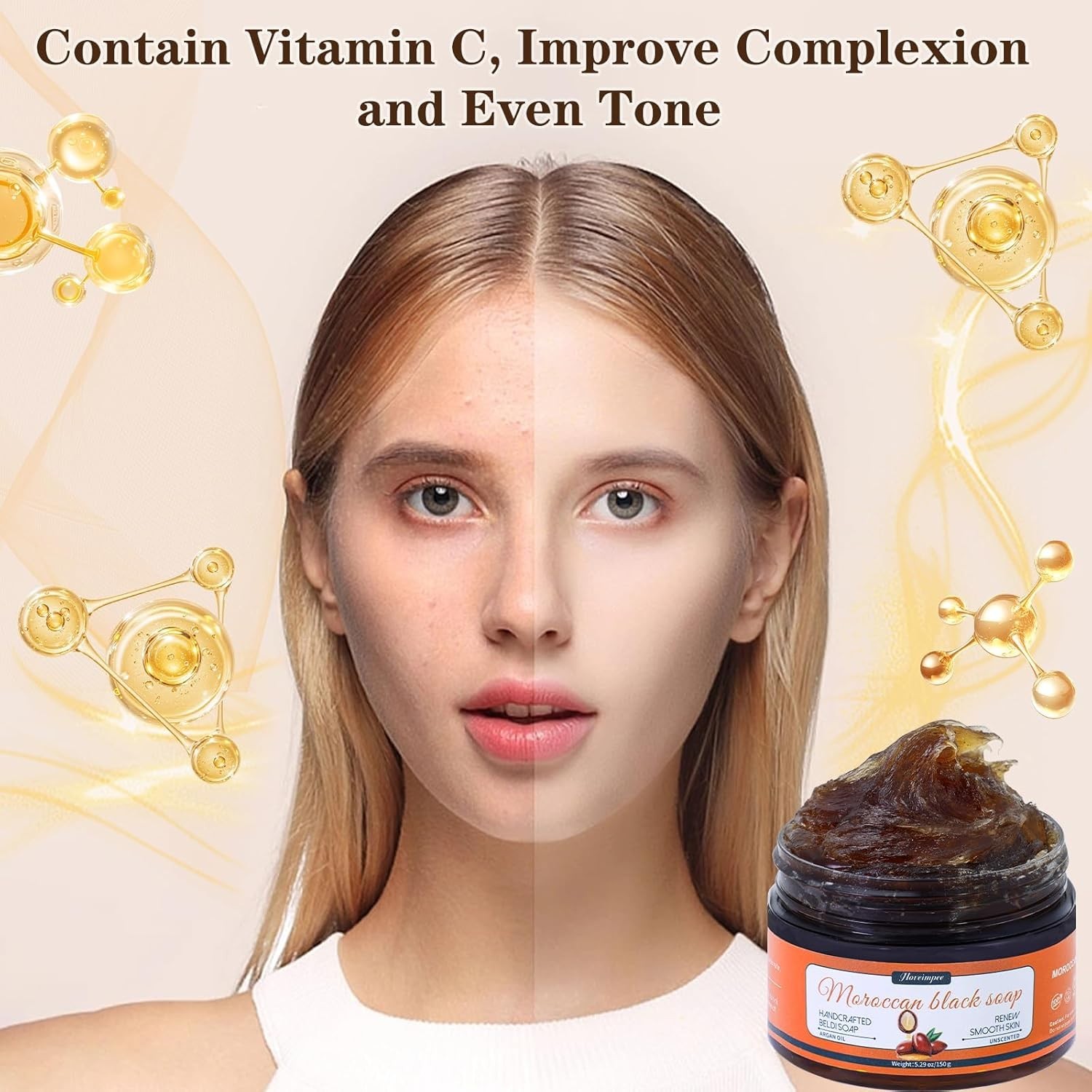 2 Pack Organic Moroccan Black Soap Soften Skin, Beldi Soap Oil & Vitamin 5.29oz
