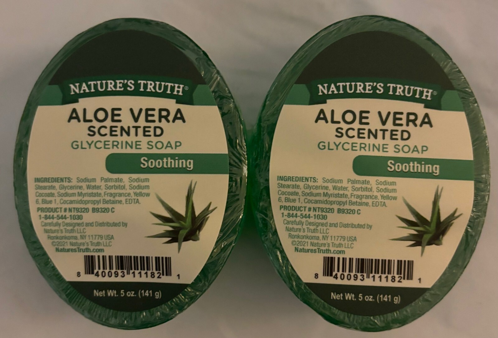 2X Nature’s Truth Aloe Vera Glycerine Soothing Soap Large 5oz Bars