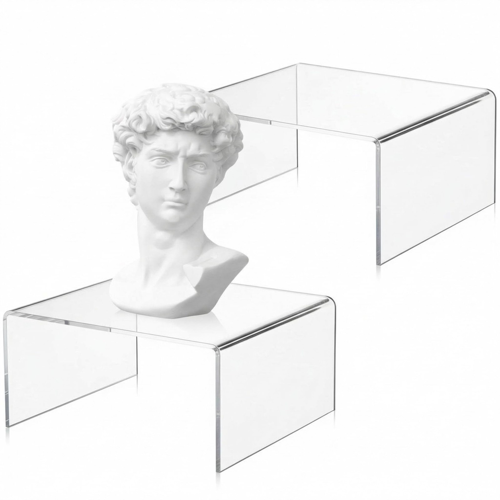 RattanView 2 Pcs 7 x 7 Inch Large Acrylic Risers Display Stands 5 mm Thick Acryl