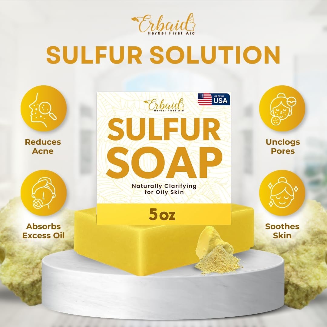 Sulfur Soap Bar Natural Acne Soap Skincare, 5oz
