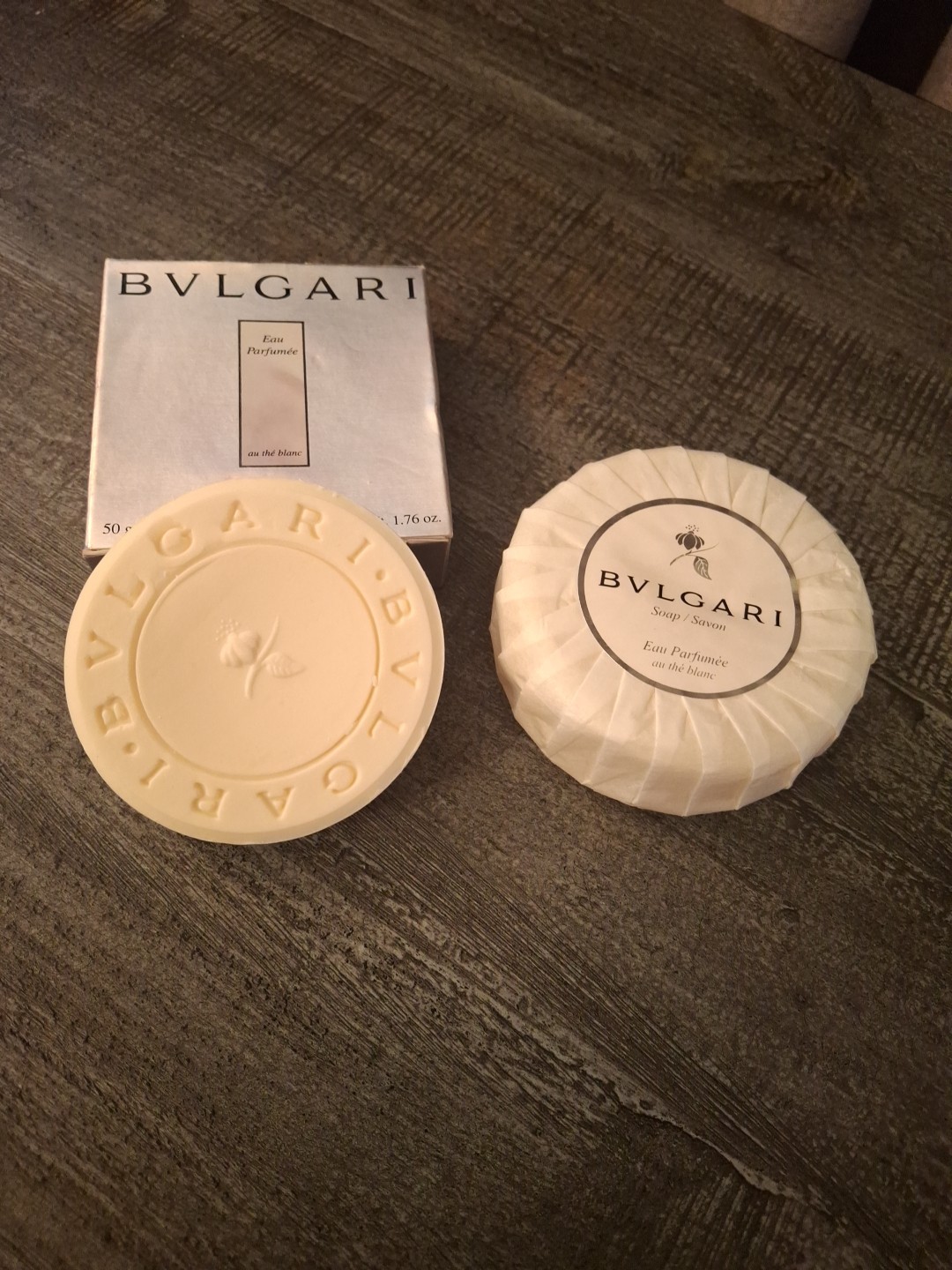 Lot Bvlgari Au The Blanc Eau Parfume’e Boxed 1.76oz & Wrapped 2.6oz Soaps