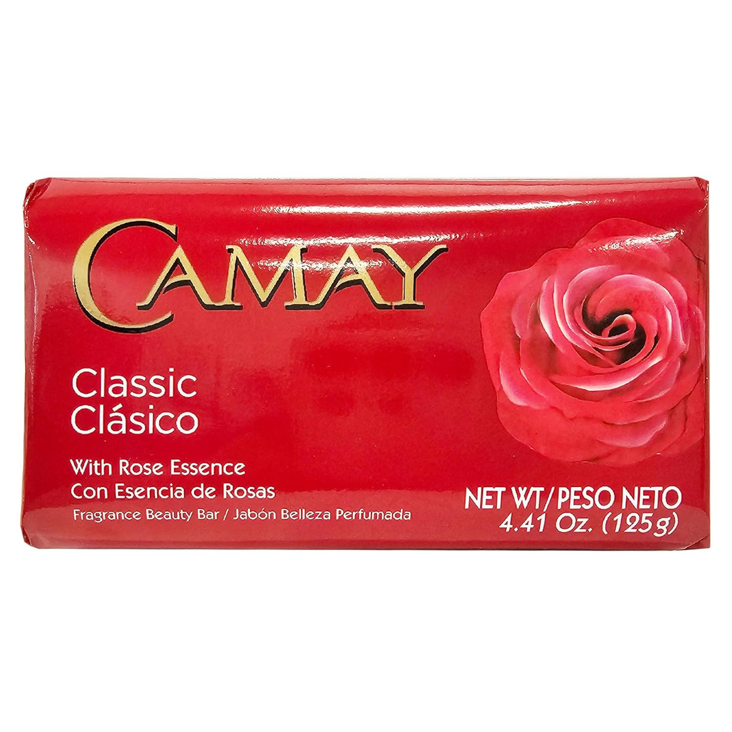 Camay Classic Bar Soap, Rose Essence, 8-Pack of 4.41 Oz Each Soap, 8 Bar Soaps.