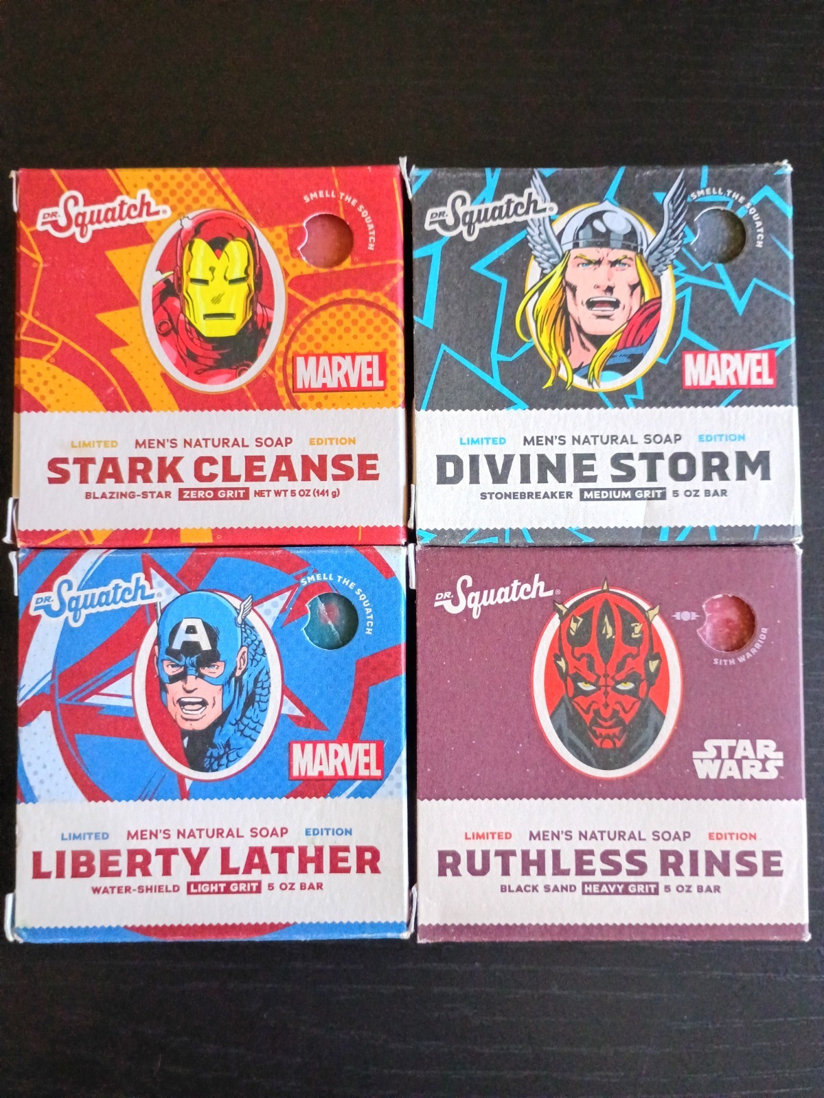 Dr Squatch Soaps: Lot of 4 Limited Edition Marvel & Star Wars Soaps (Brand New)