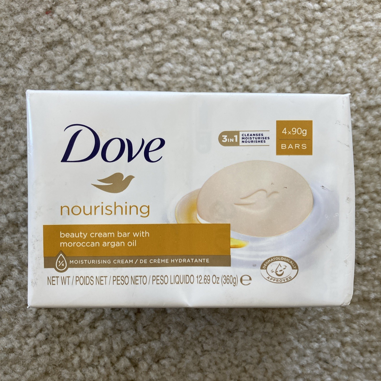 Dove Nourishing Beauty Cream Bar with Moroccan Argan Oil 4 x 90g Soap Bars