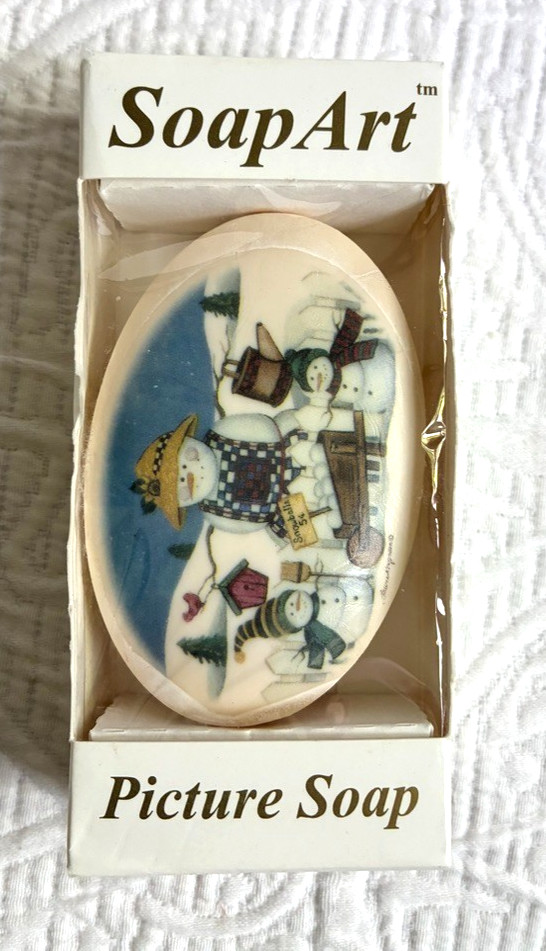 1990s Lasting Impressions Soap Art Picture Soap 3 Snowmen New In Box