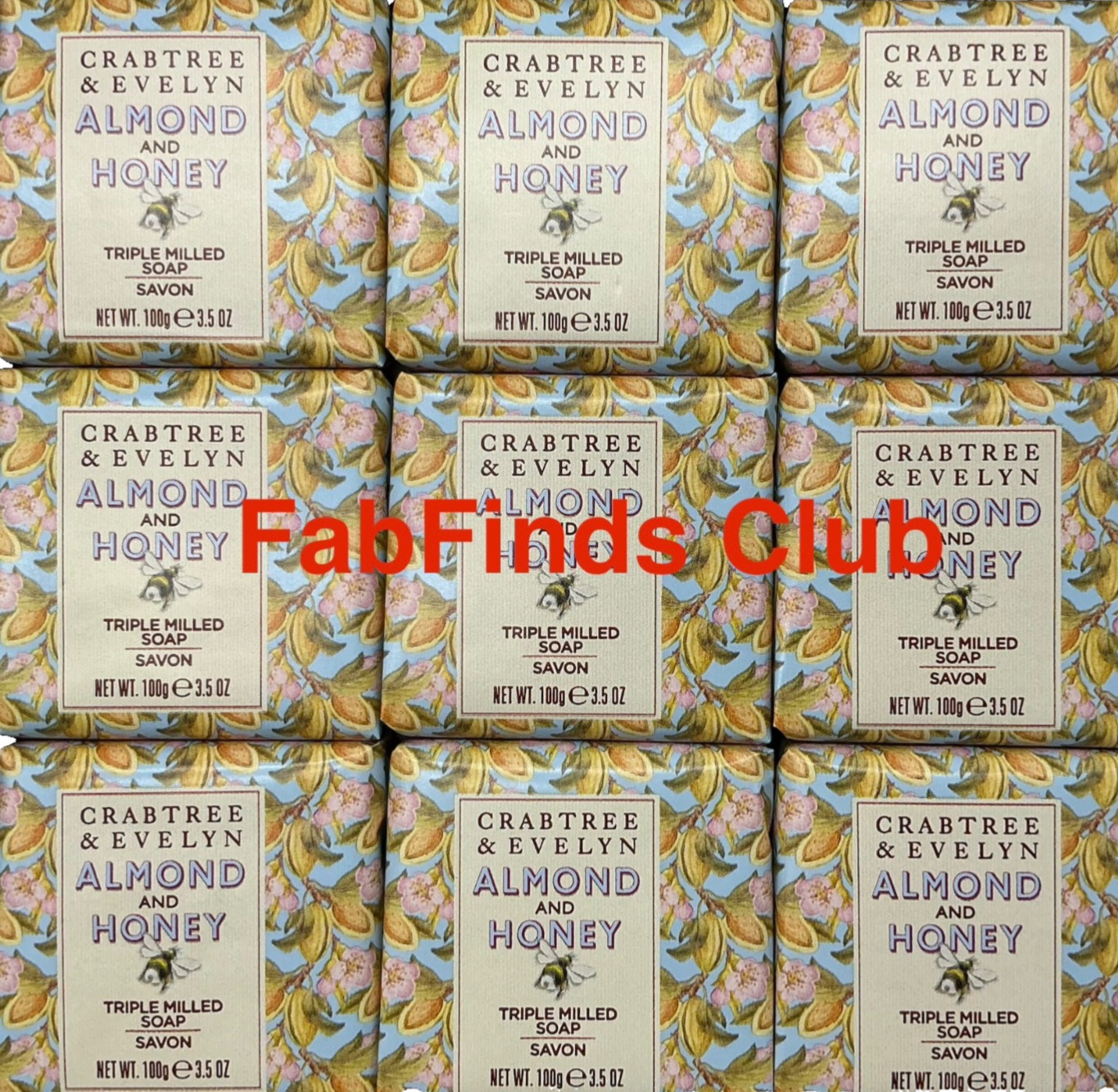 9×3.5oz Crabtree & Evelyn Almond and Honey Bar Soap Triple Milled