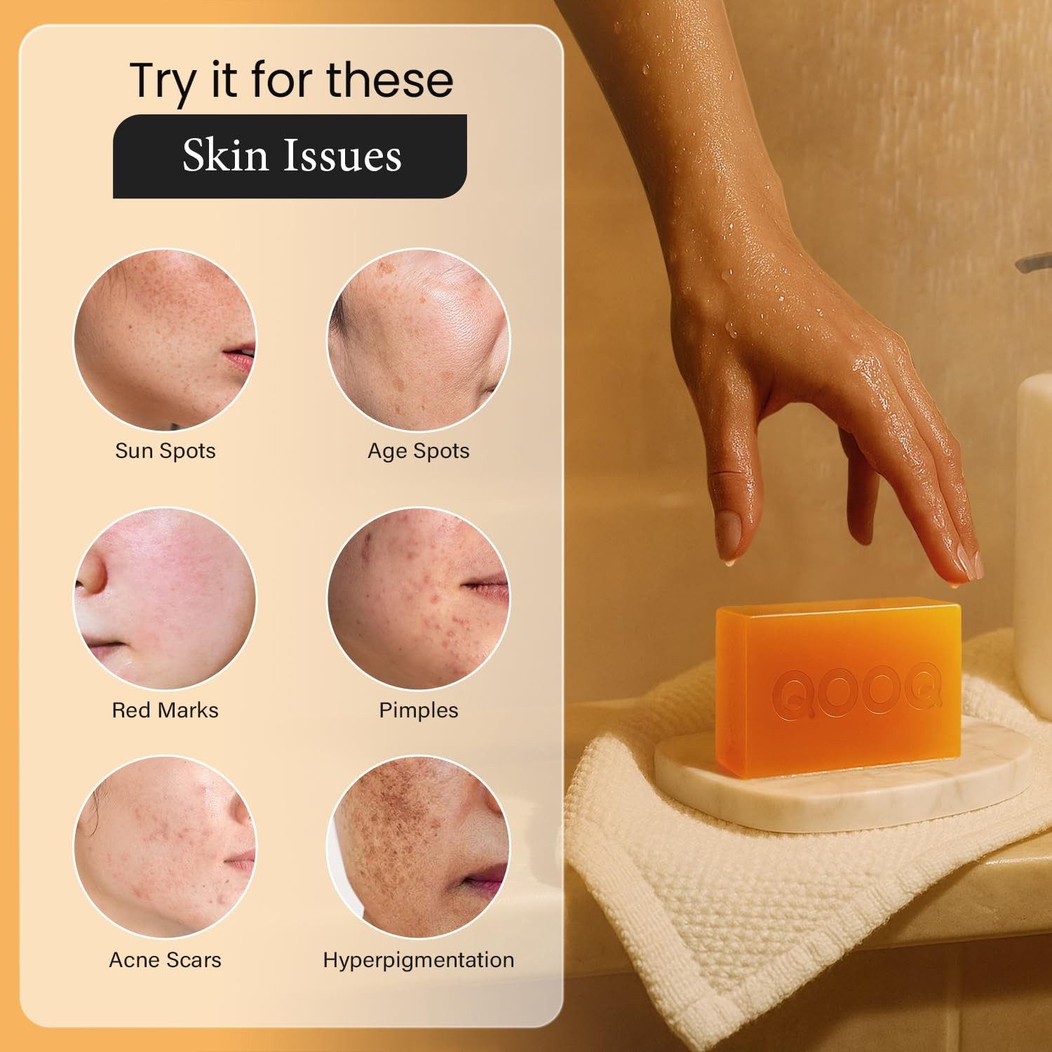Turmeric Kojic Acid Soap for Dark Spots Remover – Facial Cleansing Bar with V…