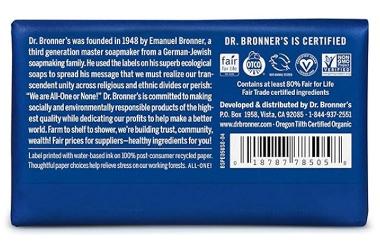 Dr. Bronner’s All-Pure Castile Magic Bar Soap Peppermint 5 oz 3 Pack BRAND NEW