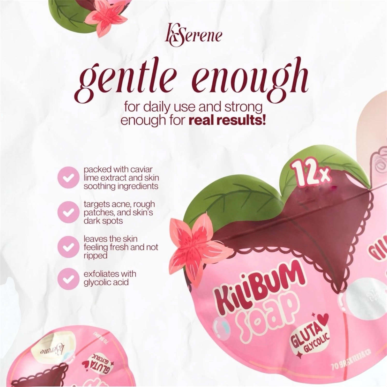 KSerene KiLiBUM Gluta Glycolic Soap 70g x 3 Bars