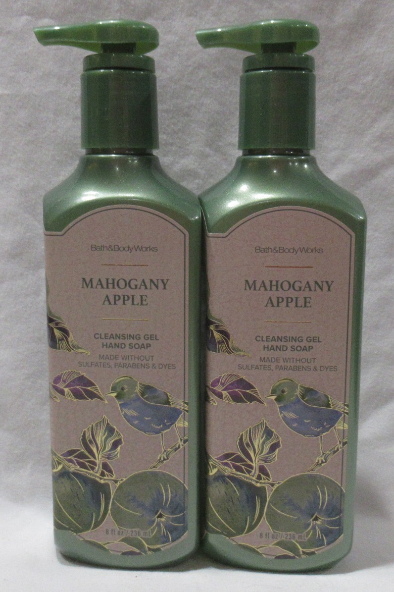 Bath & Body Works Cleansing Gel Hand Soap Lot Set of 2 MAHOGANY APPLE