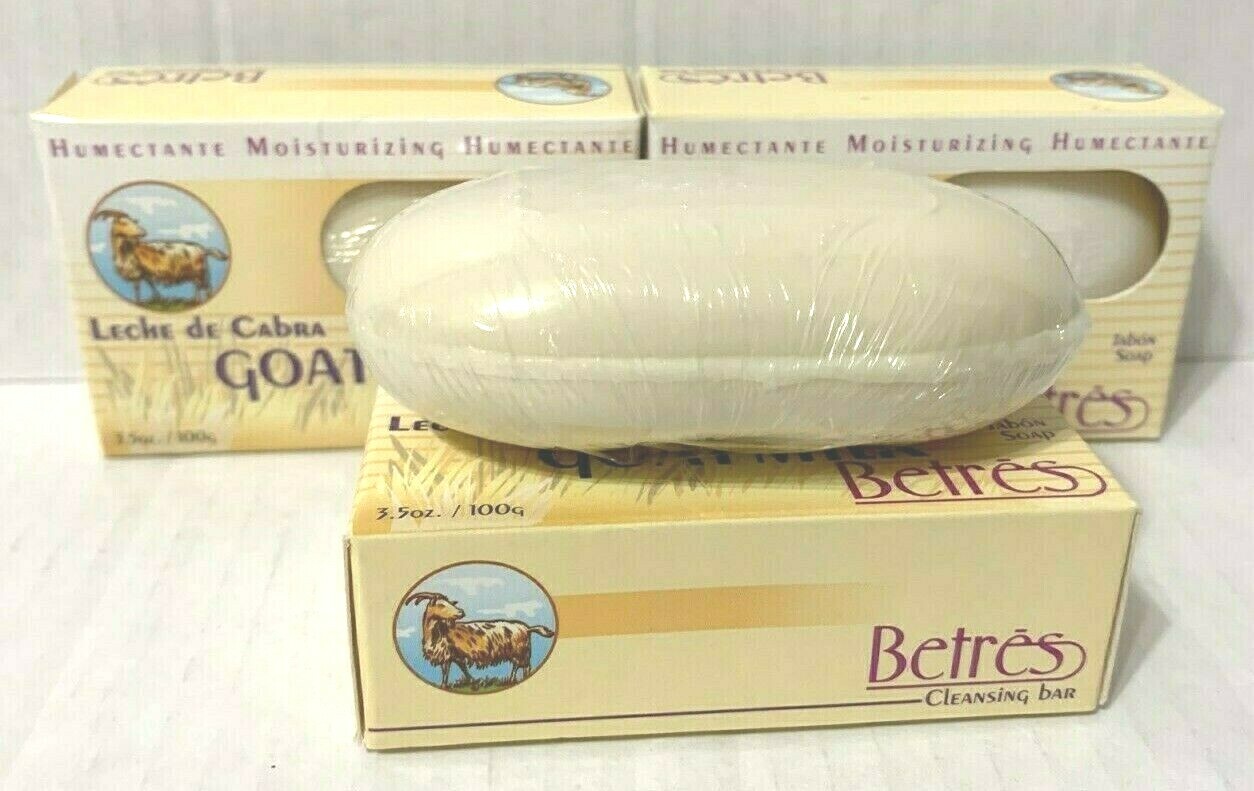 Betres Goat Milk Cleansing Bar Soap/Jabon Leche de Cabra,(3-Pack)3.5 oz.