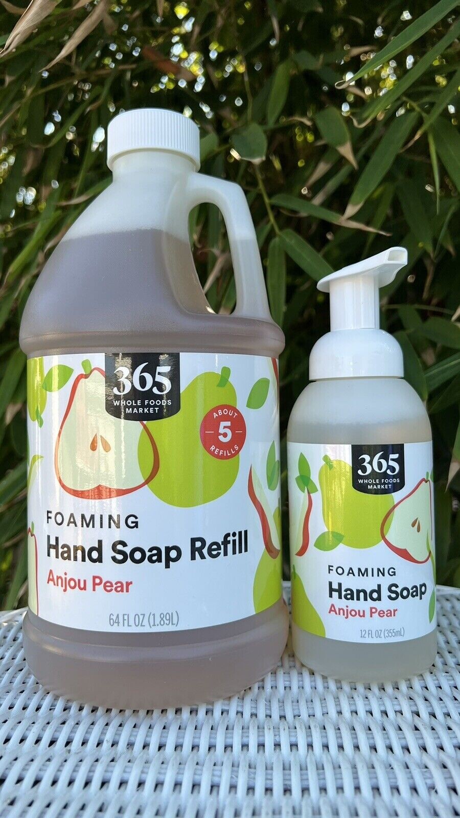 365 Whole Foods Anjou Pear Foaming Hand Soap Refill 64 oz BUNDLE with 12 oz Pump
