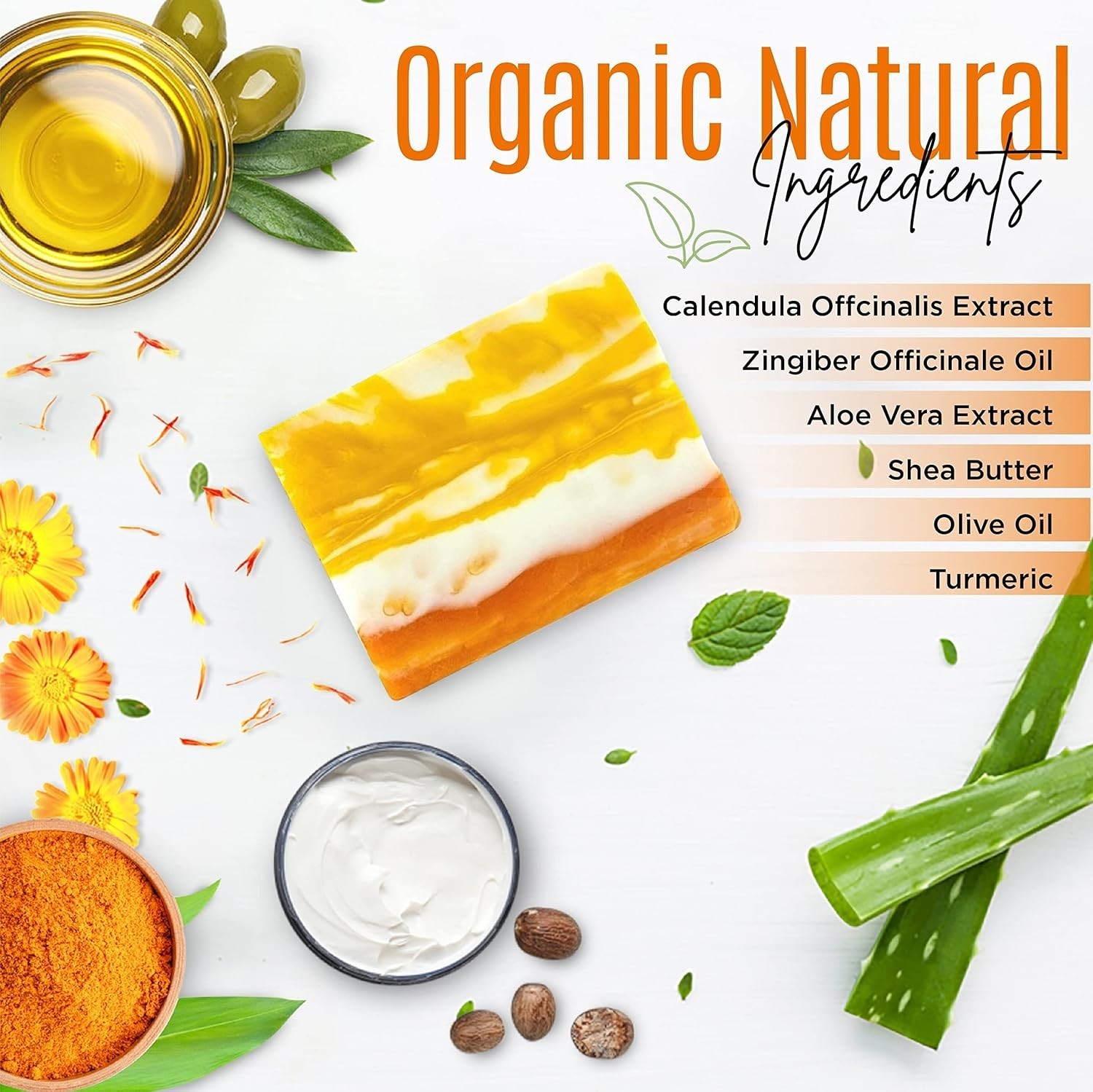 Organic Turmeric Soap Bar | Pure Natural Handcrafted Skincare, Face & Body Clean