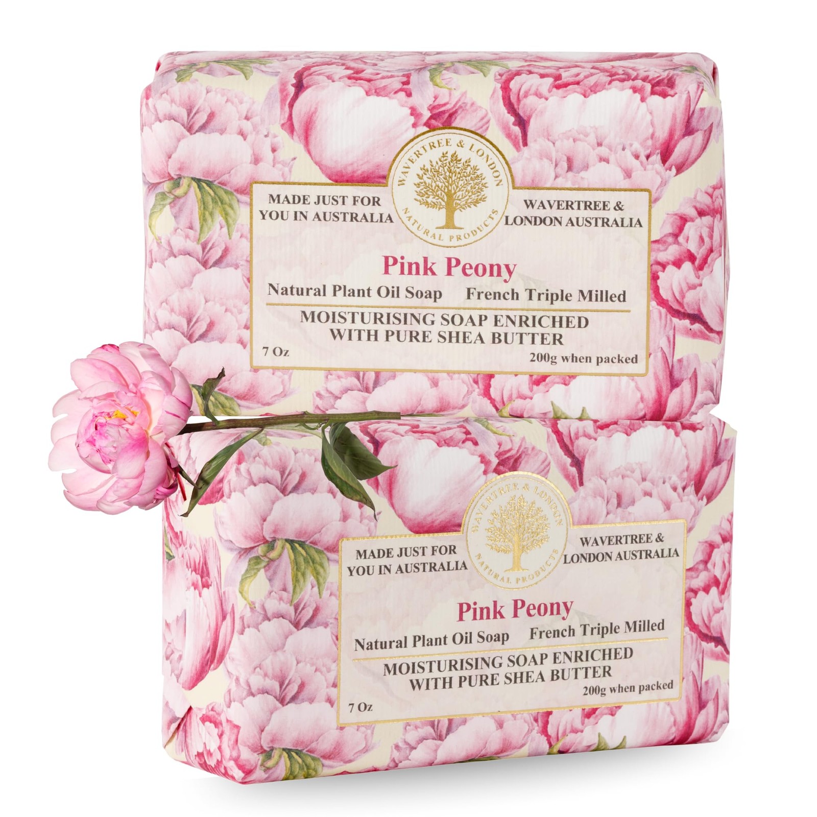 Wavertree & London Pink Peony Scented Natural 7 Ounce (Pack of 2),
