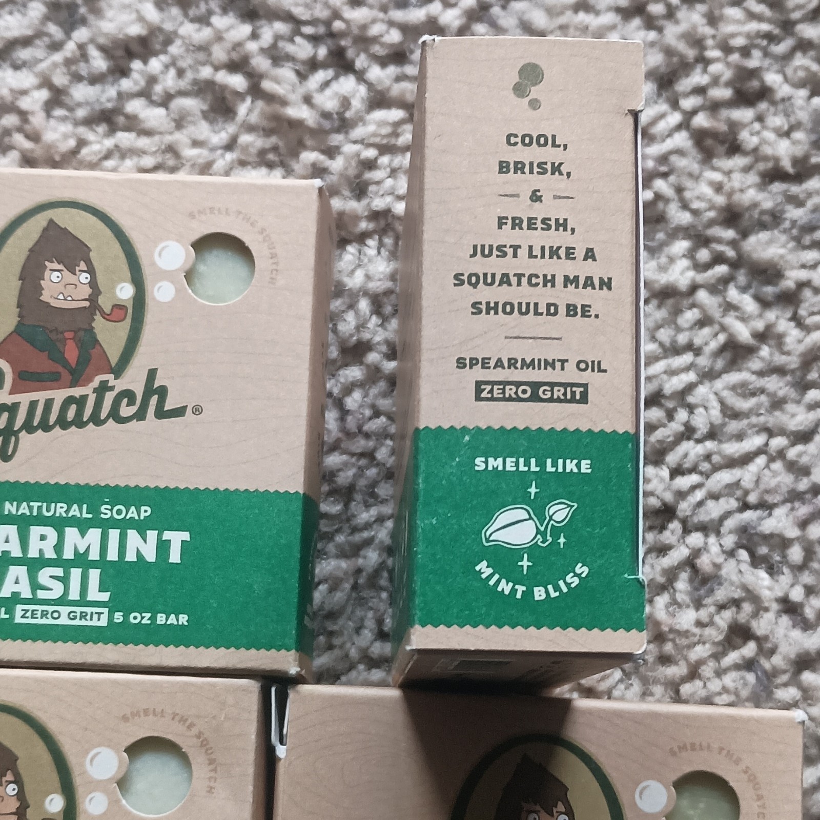 Dr. Squatch Men Spearmint Basil Bar Soap Zero Grit Multipack 5 oz Bars X6