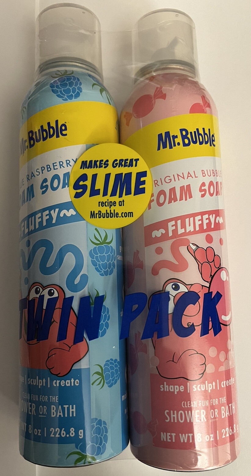 Lot of 4 MR BUBBLE Foam Soap, BANANA, COTTON CANDY, BLUE RASPBERRY & ORIGINAL