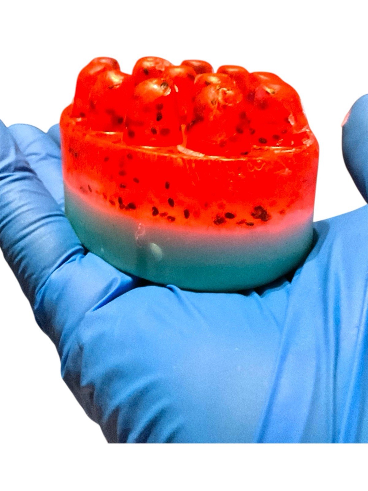 Exfoliating Oval Massage Soap Bar Red Green White Watermelon Poppy Seeds 5 oz