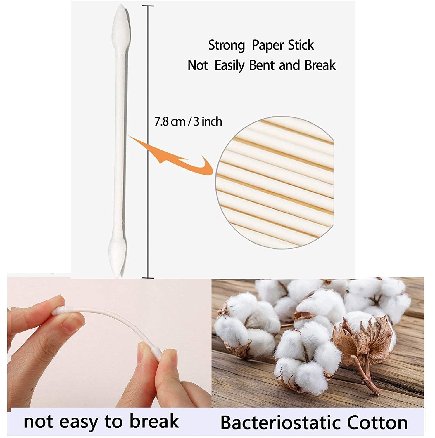 800 Pieces Cotton Swabs, Double Precision Tips with Paper Stick